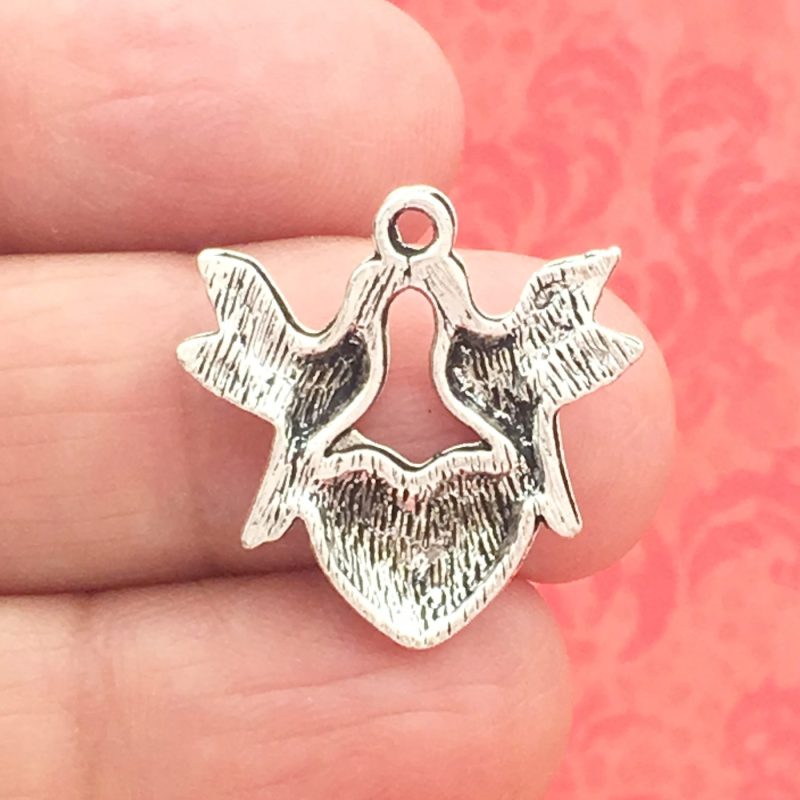 8 Dove Heart Charm Silver by TIJC SP0417 - Image 2