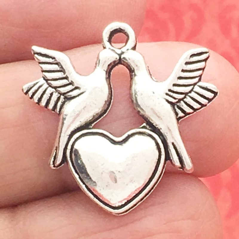 Dove Heart Charms for Jewelry Making