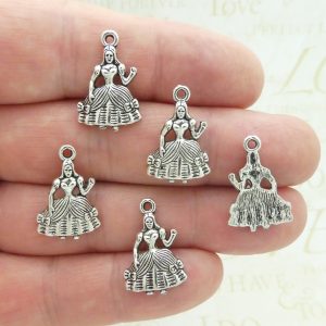 BULK 50 Silver Princess Charm Quinceanera 21x14mm by TIJC SP0425B