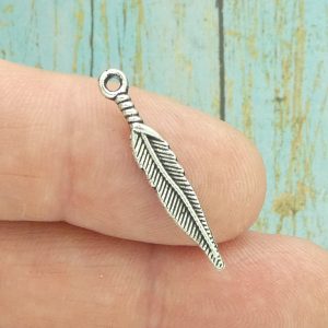 silver feather charm
