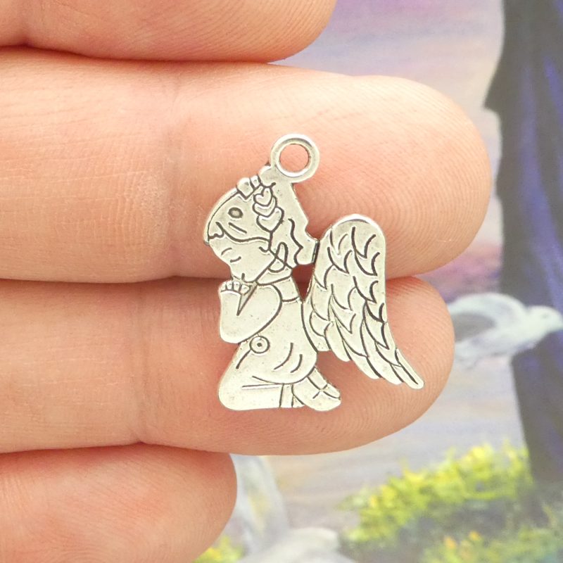 BULK 40 Silver Angel Charm Pendant Praying 24x15mm by TIJC SP0427B - Image 4
