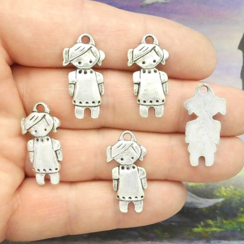 BULK 25 Silver Girl Charm Pendant 27x14mm by TIJC SP0428B - Image 5
