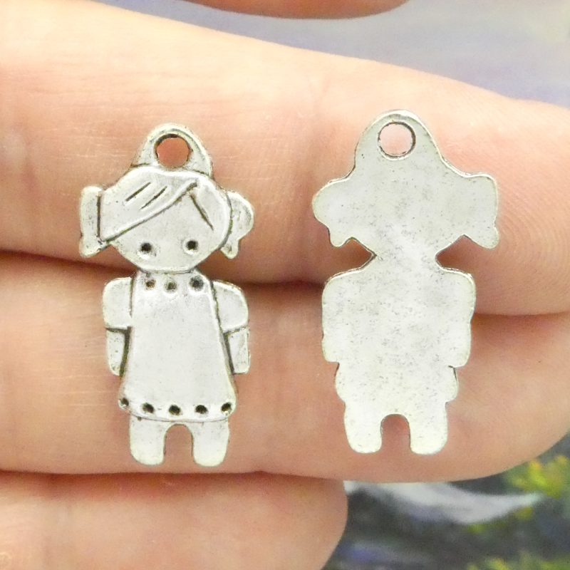 BULK 25 Silver Girl Charm Pendant 27x14mm by TIJC SP0428B - Image 4