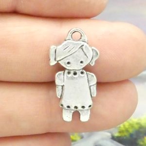 BULK 25 Silver Girl Charm Pendant 27x14mm by TIJC SP0428B
