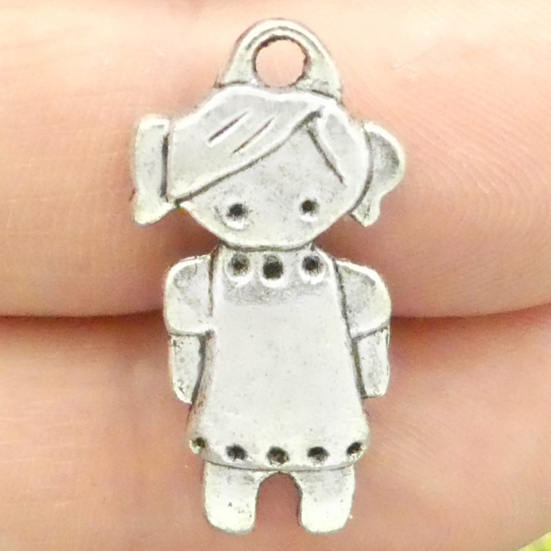 BULK 25 Silver Girl Charm Pendant 27x14mm by TIJC SP0428B - Image 2