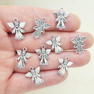 BULK 50 Silver Angel Charm Pendant Small by TIJC SP0429B