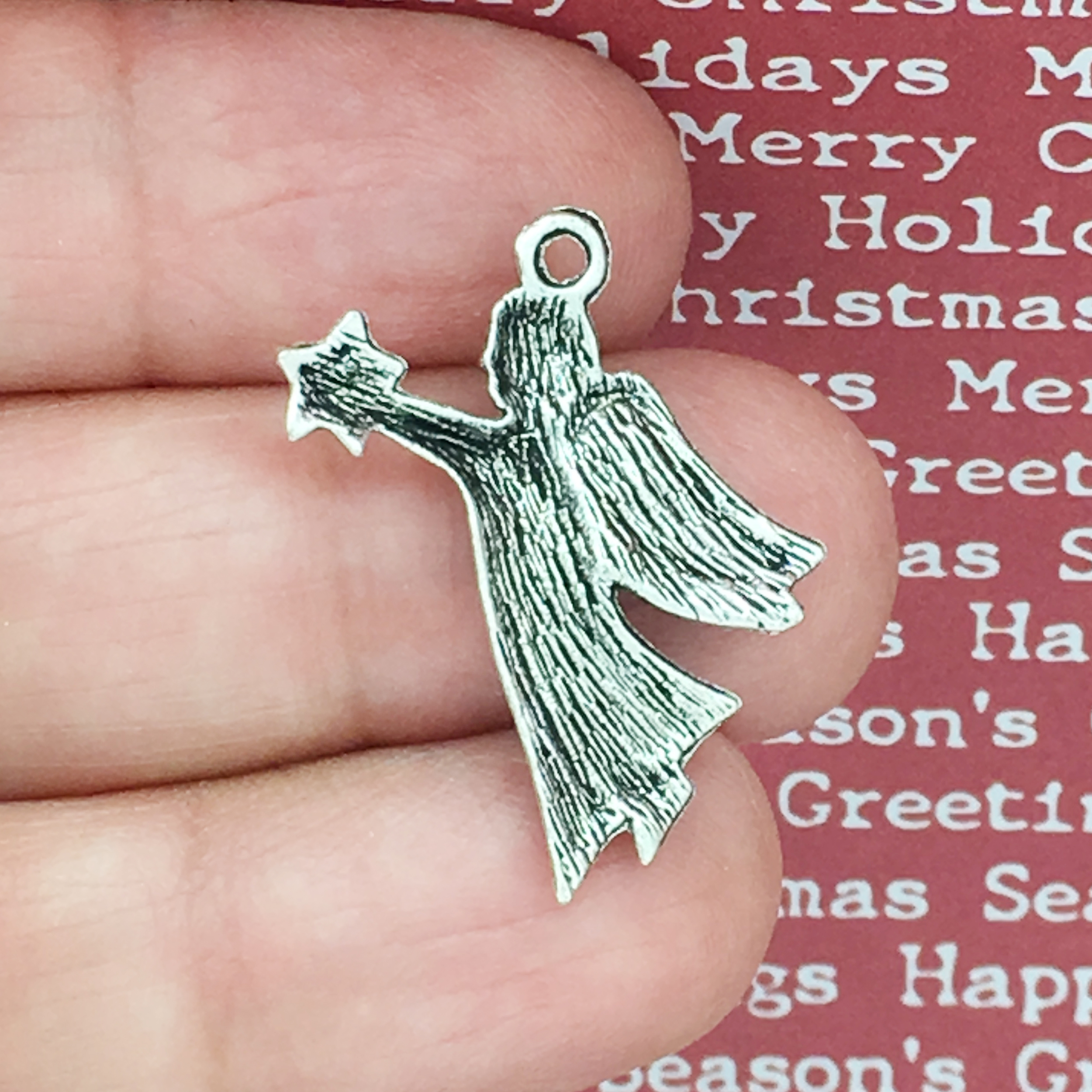 12 Silver Angel Charm Pendant Small by TIJC SP0438 - Image 3