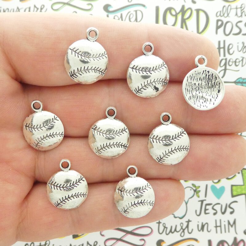 silver baseball charms bulk