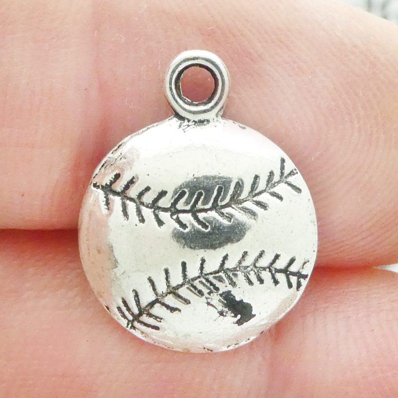 silver baseball charms