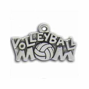 5 Silver Volleyball Mom Charm 14x25mm by TIJC SP0448