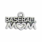 5 Silver Baseball Mom Charm 15x27mm by TIJC SP0461