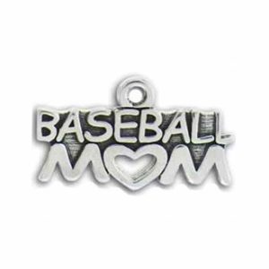 5 Silver Baseball Mom Charm 15x27mm by TIJC SP0461