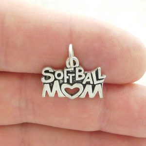 5 Silver Softball Mom Charm Pendant by TIJC SP0464