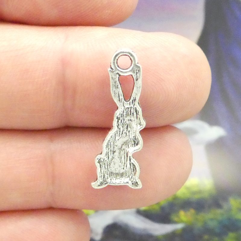 12 Silver Bunny Charm Rabbit Pendant 25x19mm by TIJC SP0472 - Image 4