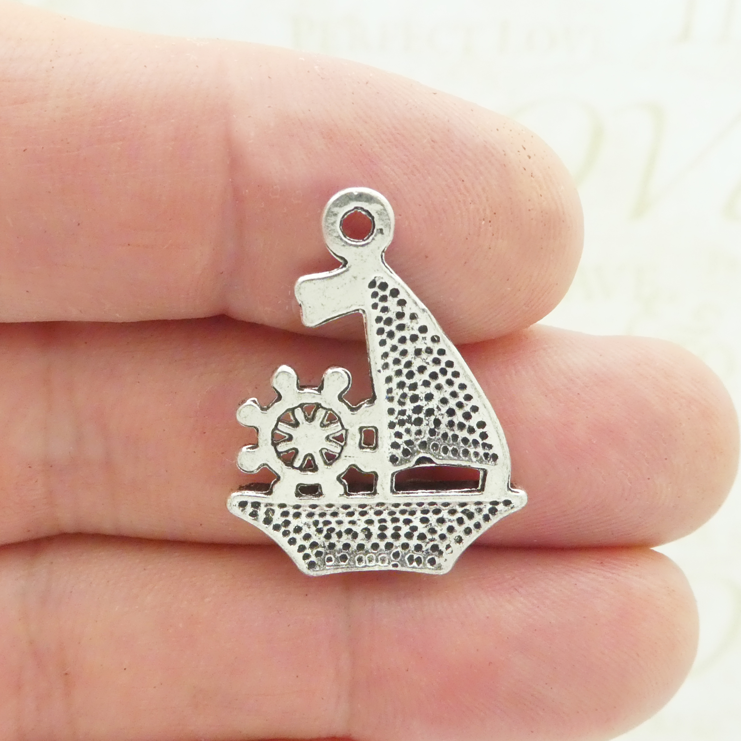 6 Silver Sailboat Charm Pendant 29x22mm by TIJC SP0486 - Image 5