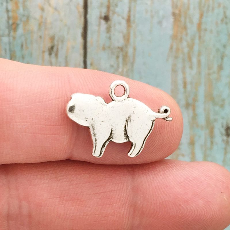 BULK 30 Silver Pig Charm by TIJC SP0498B - Image 2