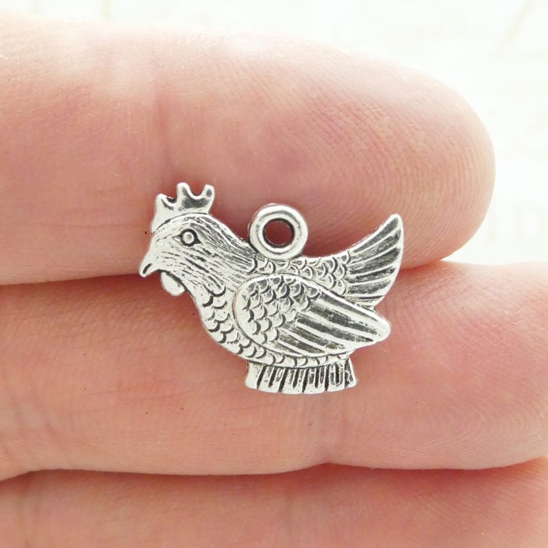 silver chicken charm