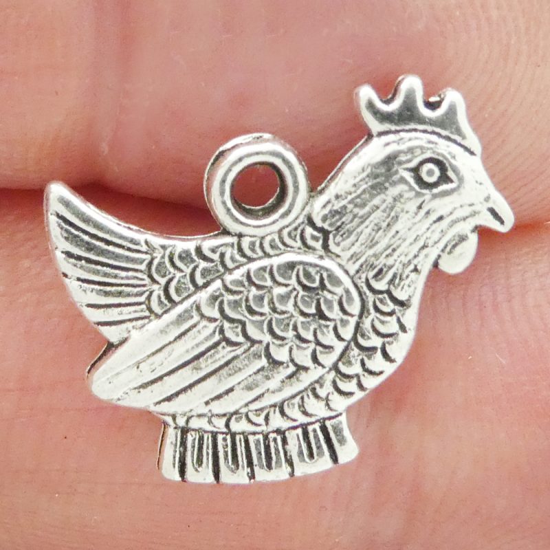 chicken charm silver