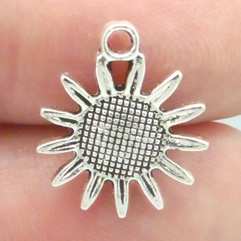 silver sunflower charm