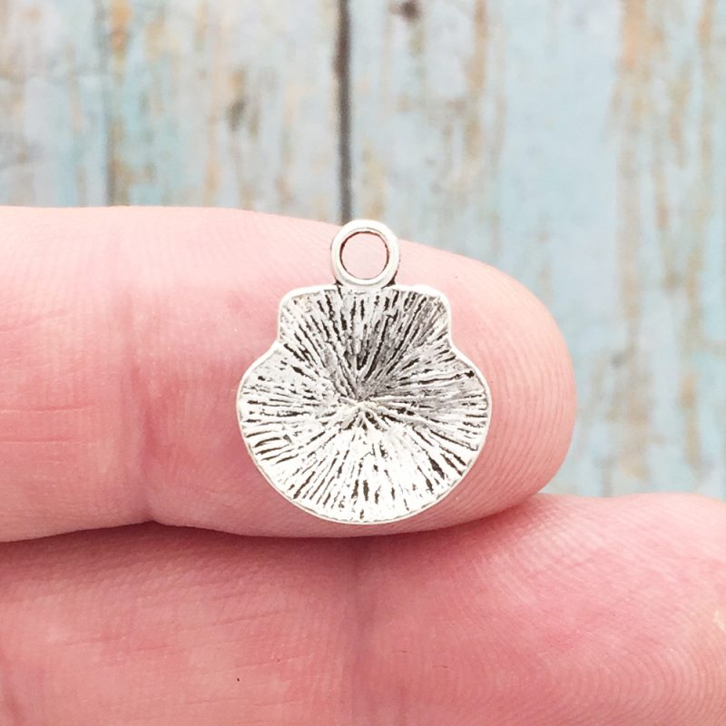 BULK 40 Seashell Charm Silver by TIJC SP0508B - Image 2