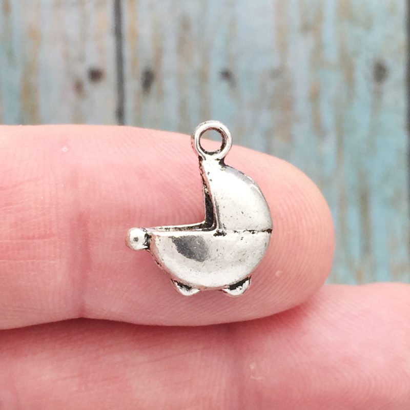 BULK 30 Baby Buggy Charm Silver by TIJC SP0515B - Image 2