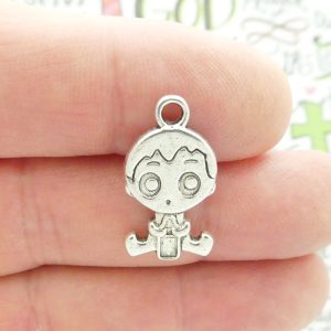 5 Baby Boy Charm Silver 24x13mm by TIJC SP0519