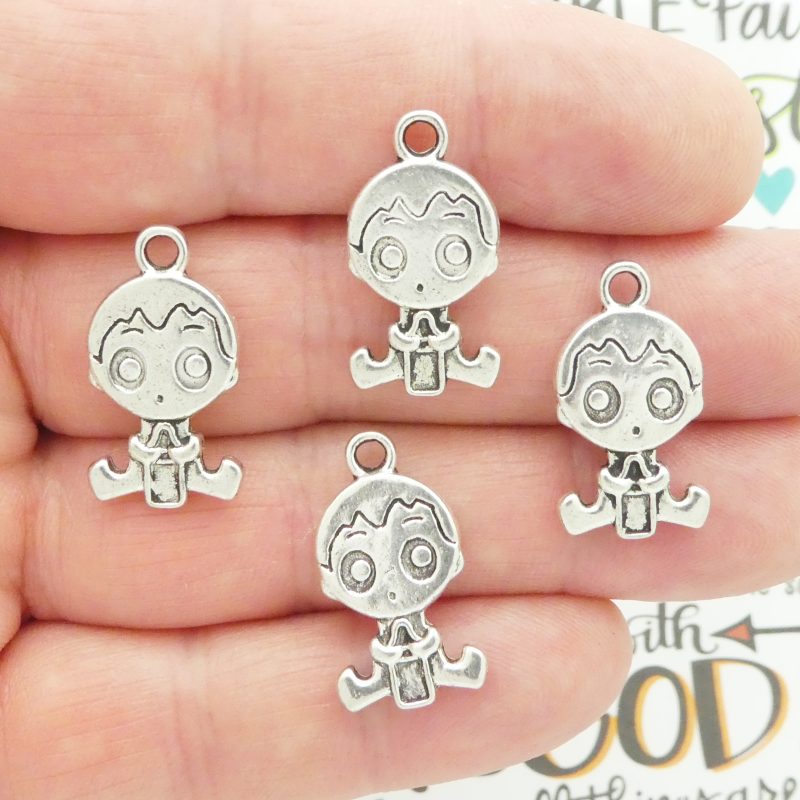 BULK 20 Boy Silver Baby Charm Pendant 24x13mm by TIJC SP0519B - Image 3