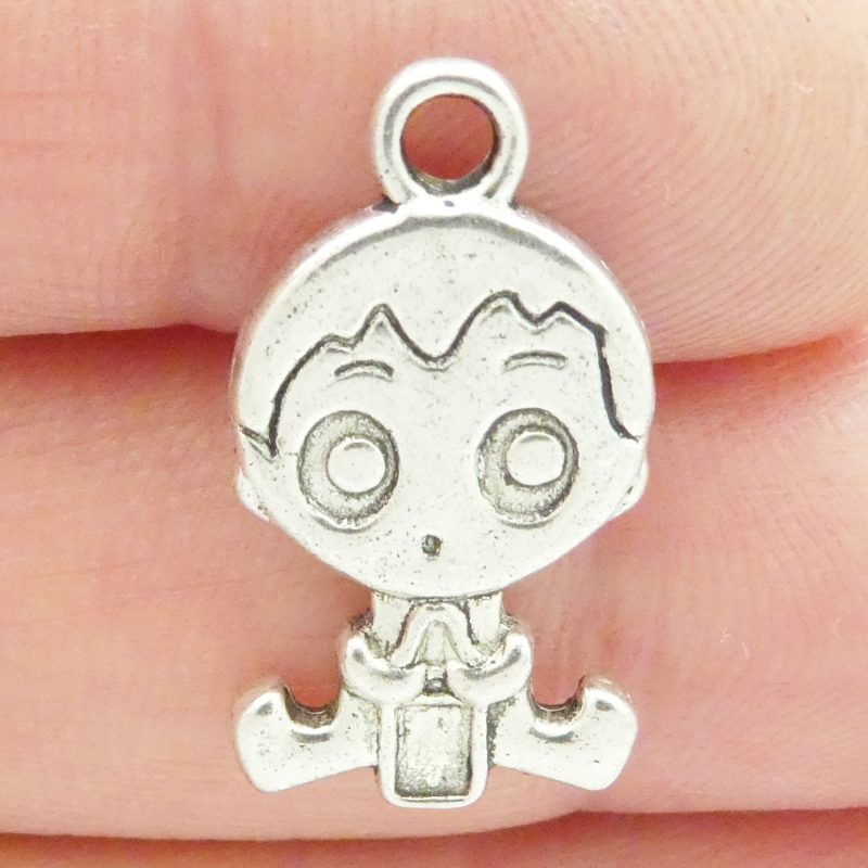 BULK 20 Boy Silver Baby Charm Pendant 24x13mm by TIJC SP0519B - Image 2