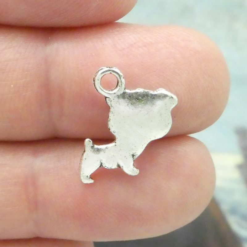 BULK 60 Silver Dog Charm Puppy Pendant 16x15mm by TIJC SP0525B - Image 2
