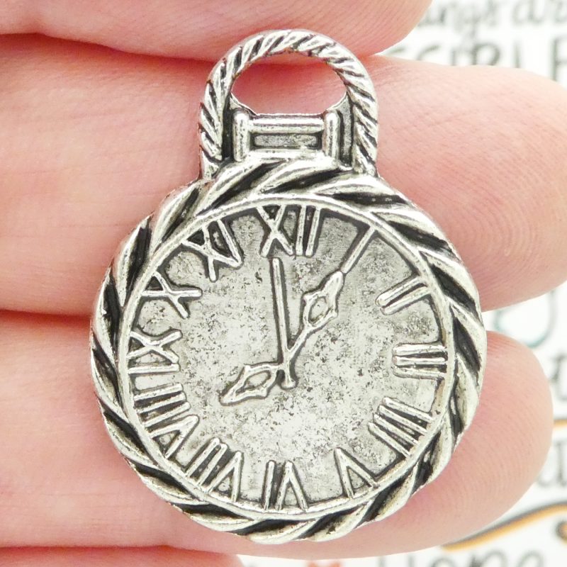 5 Pocket Watch Charm Pendant Silver 34x26mm by TIJC SP0526 - Image 5