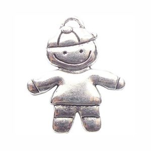 5 Silver Baseball Boy Charm Pendant 39x33mm by TIJC SP0540