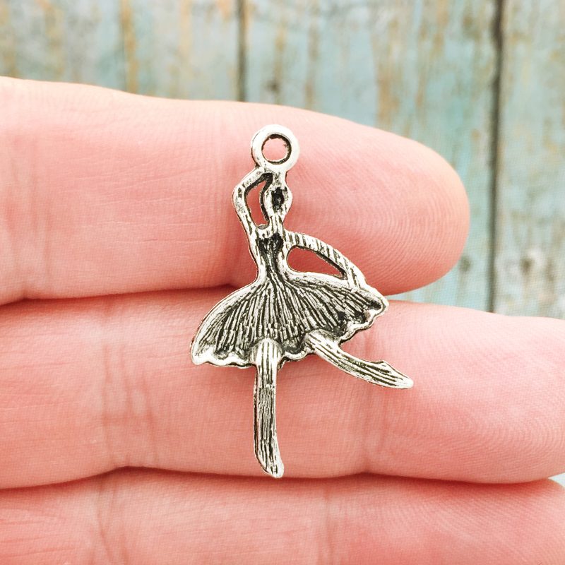 BULK 50 Ballerina Charm Pendant Silver by TIJC SP0541B - Image 2