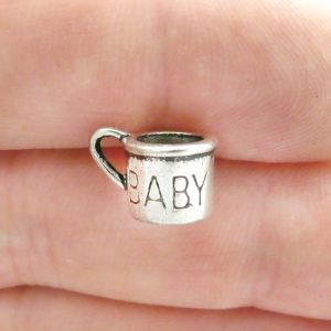 BULK 40 Silver Baby Cup Charm Pendant 8x12mm by TIJC SP0546B