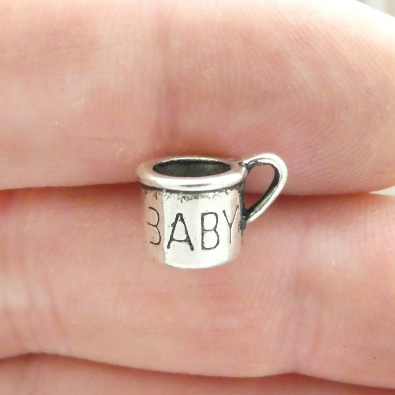 10 Silver Baby Cup Charm Pendant 8x12mm by TIJC SP0546 - Image 3