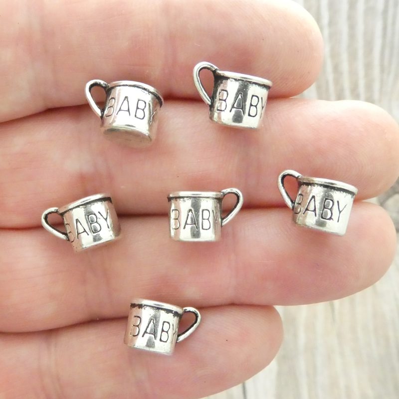 10 Silver Baby Cup Charm Pendant 8x12mm by TIJC SP0546 - Image 6
