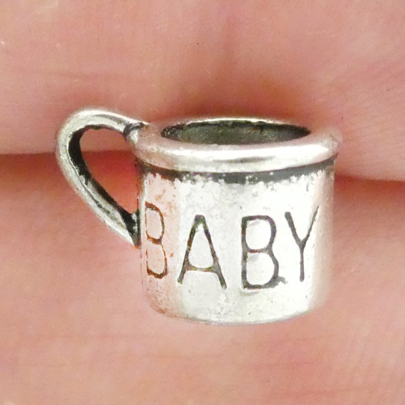 10 Silver Baby Cup Charm Pendant 8x12mm by TIJC SP0546 - Image 2