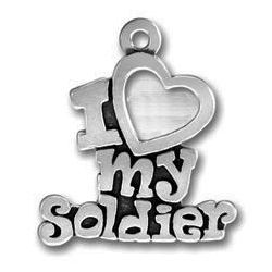5 Silver I Love My Soldier Charm Military Pendant 19x17mm by TIJC SP0549 - Image 2