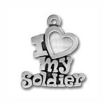 5 Silver I Love My Soldier Charm Military Pendant 19x17mm by TIJC SP0549