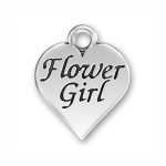 5 Silver Heart Flower Girl Charm 18x16mm by TIJC SP0552