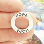 5 Silver Affirmation Ring Hope Charm and Bracelet Connector 22mm by TIJC SP0568