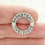 5 Silver Affirmation Ring Basketball Charm 22mm by TIJC SP0570