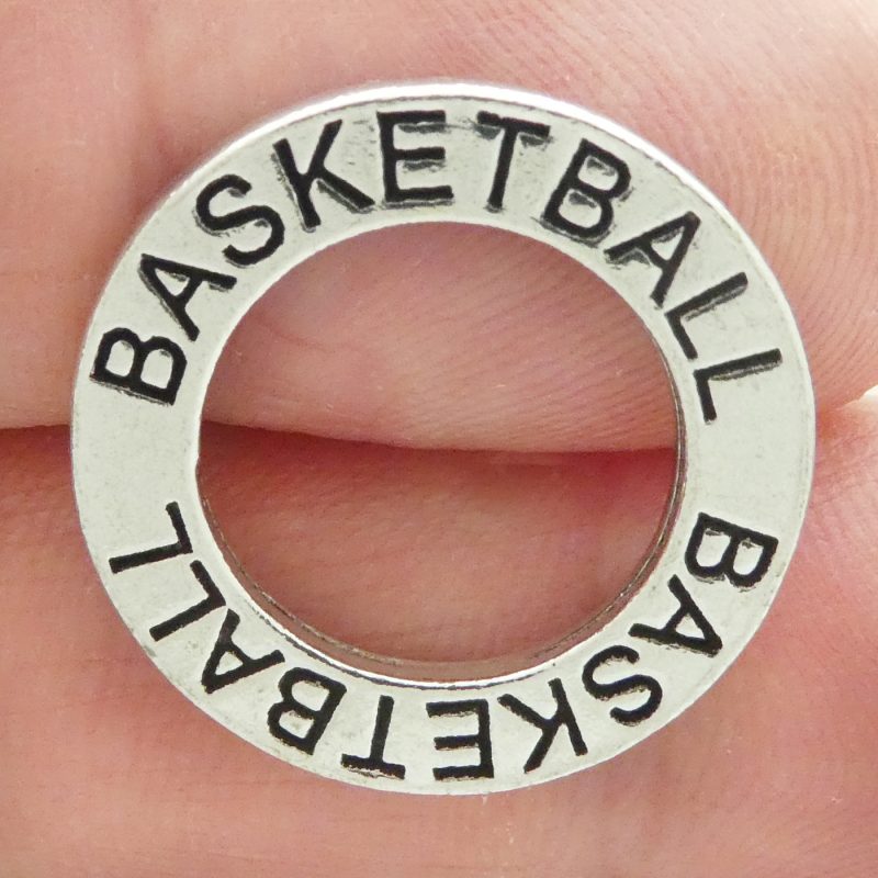 5 Silver Affirmation Ring Basketball Charm 22mm by TIJC SP0570 - Image 2