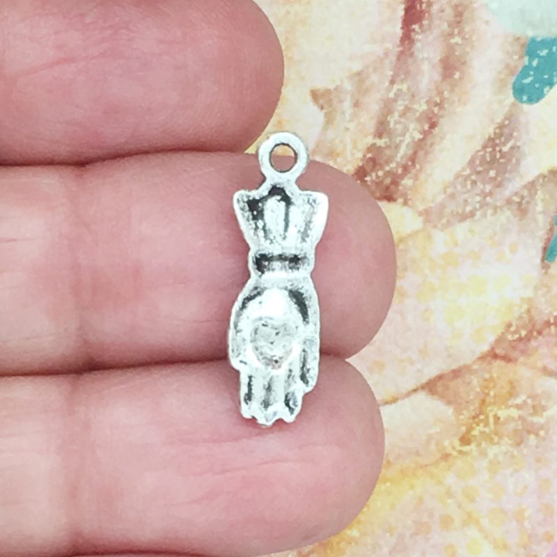 BULK 60 Silver Hand Heart Charm by TIJC SP0571B - Image 3