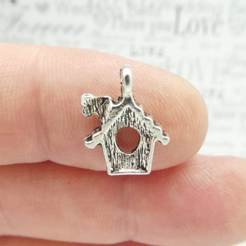 12 Silver Bird House Charm Pendant by TIJC SP0577 - Image 4
