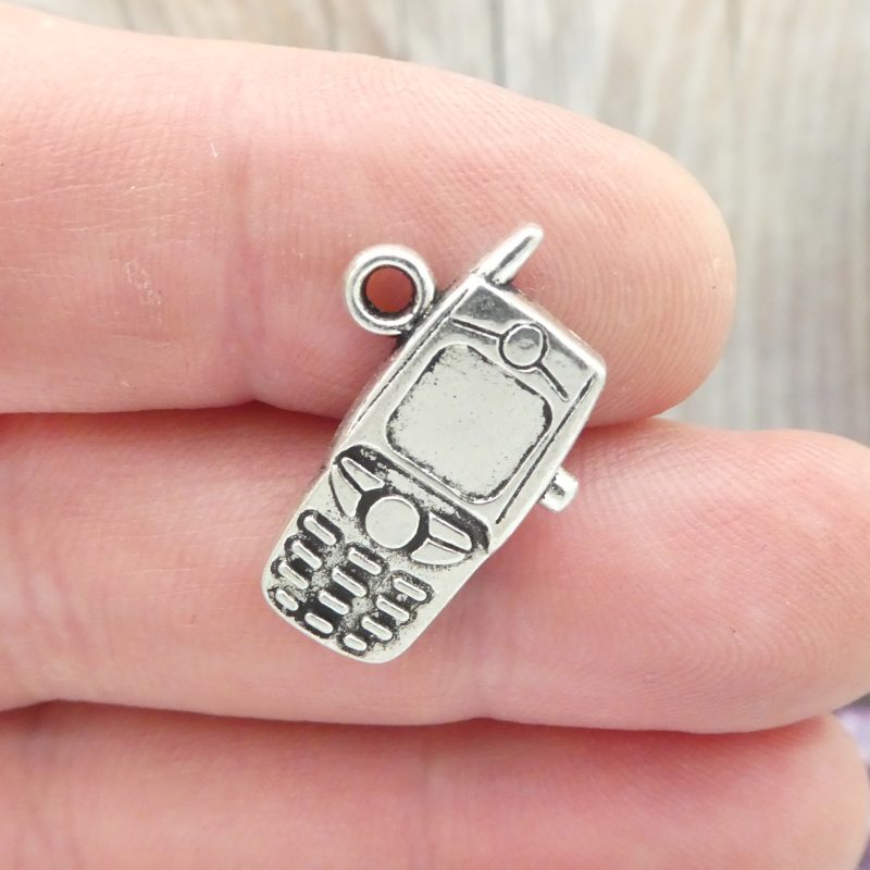 silver cell phone charm