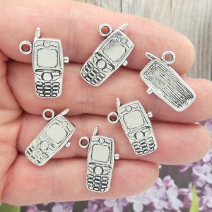silver mobile phone charms