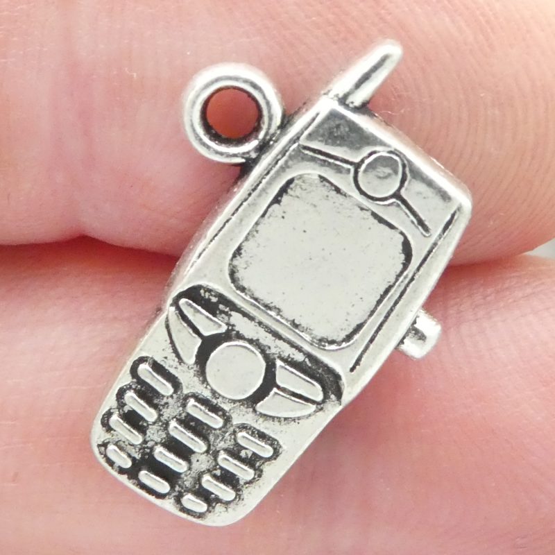silver cell phone charm