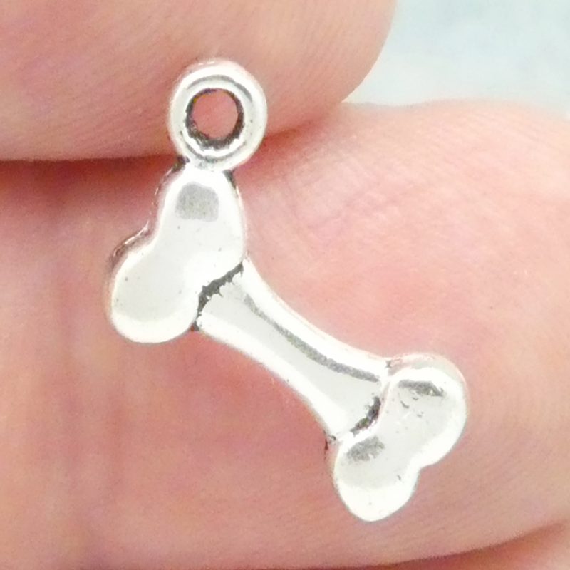 silver dog bone charm