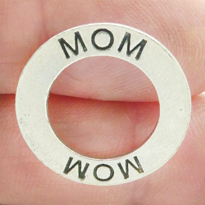 5 Affirmation Ring Mom Charm Pendant Silver 22mm by TIJC SP0601 - Image 2