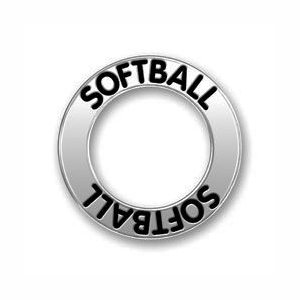 5 Silver Affirmation Ring Softball Charm 22mm by TIJC SP0602